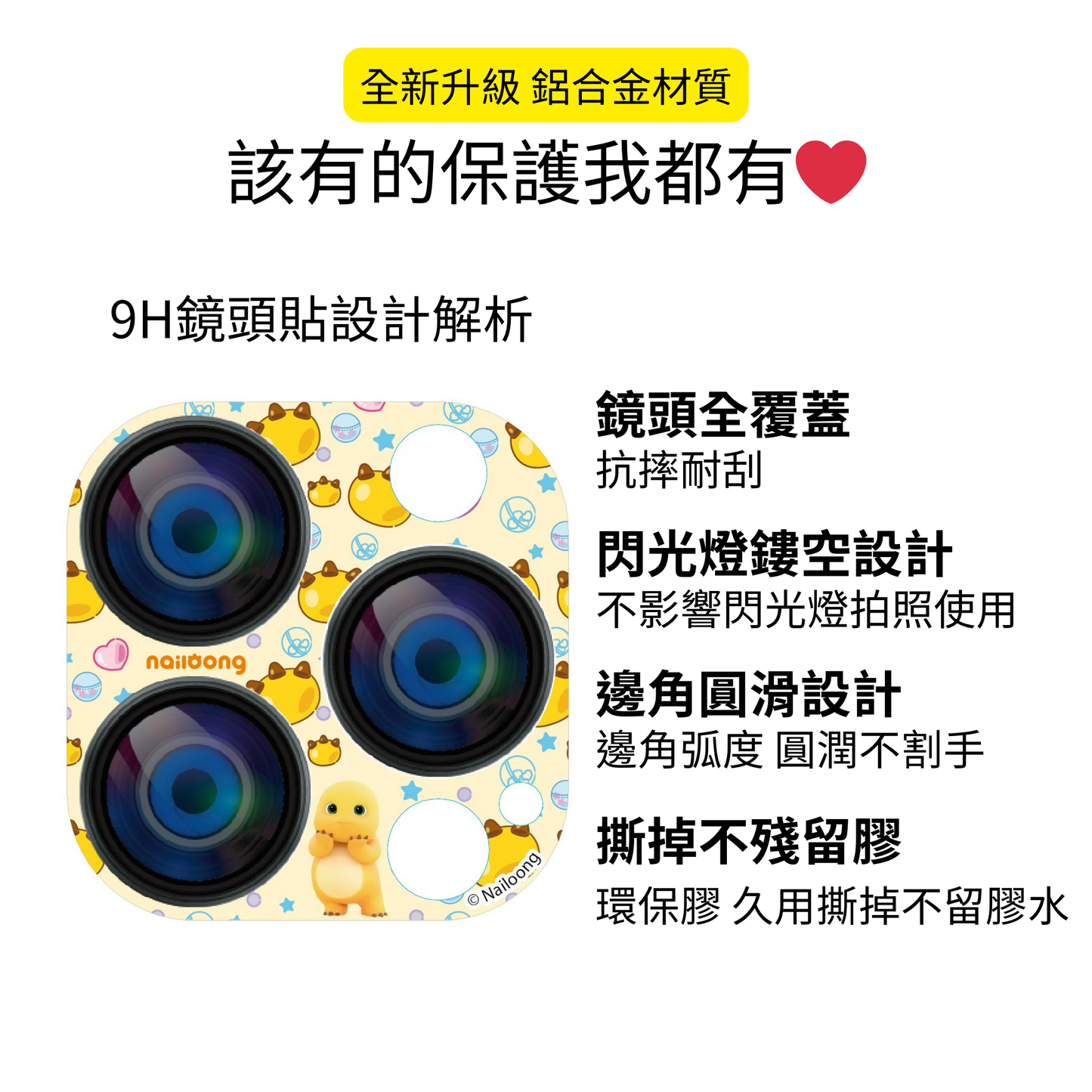 Nailoong 奶龍 - Apple 16/15/14/13 - 9H鏡頭貼